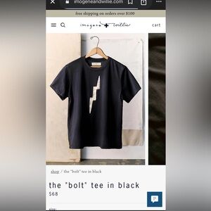 imogene + willie Charcoal Tee with White Lightning Bolt